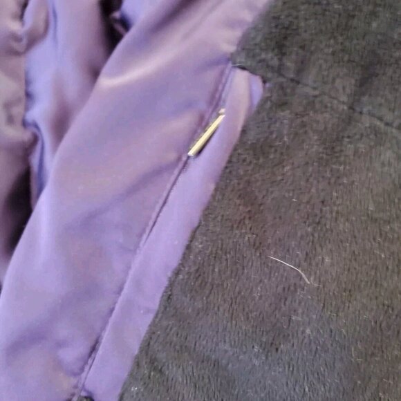 Calvin Klein Womens Down Puffer Coat L Purple Gray Faux Fur Trim Removable Hood - Picture 11 of 16